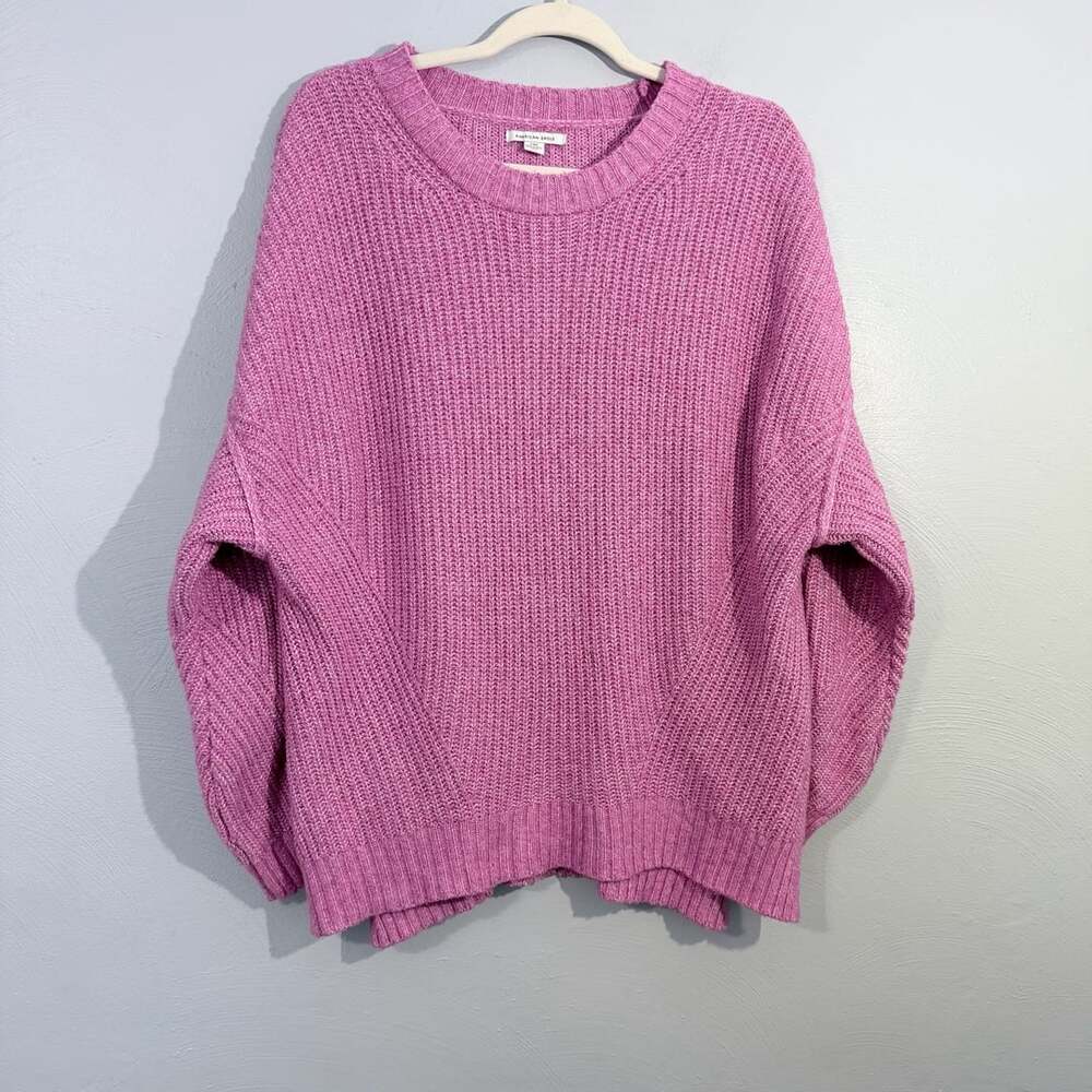 American Eagle Sweater Size L Pink Ribbed Knit Oversized Pullover